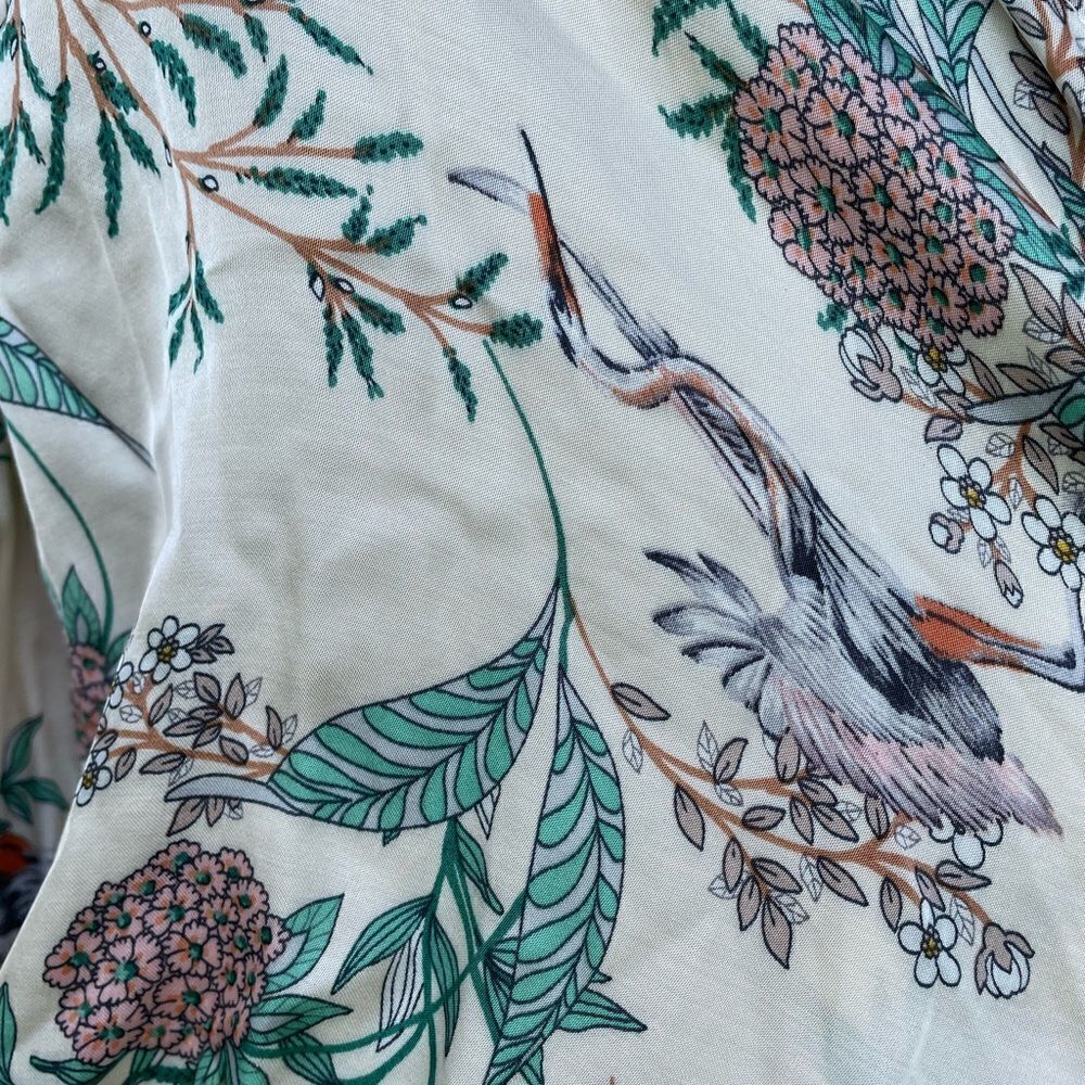 NWT ZARA Flowy Bell Sleeve Crane Print Cardigan Size XS - Picture 4 of 7